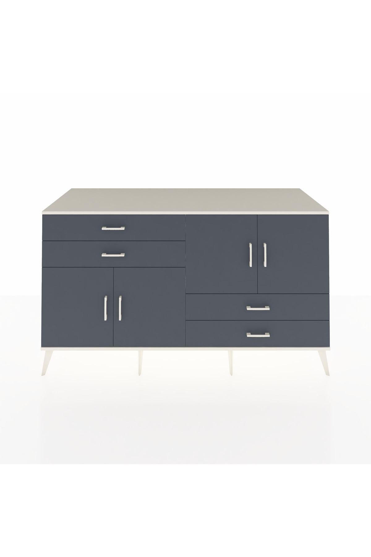 Kronos Konsol 3 Raflı 4 Çekmeceli 4 Kapaklı 176x59x99 Aytaşı-Antrasit