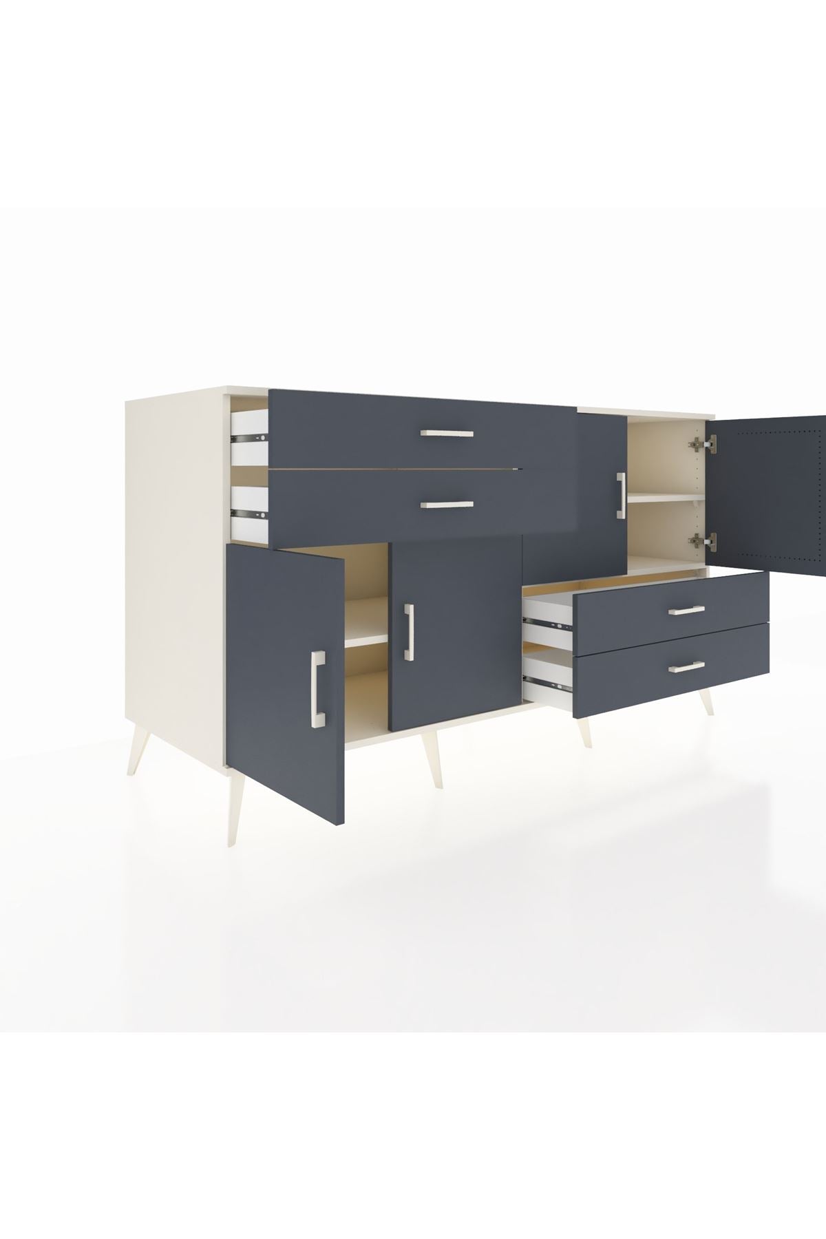 Kronos Konsol 3 Raflı 4 Çekmeceli 4 Kapaklı 176x59x99 Aytaşı-Antrasit