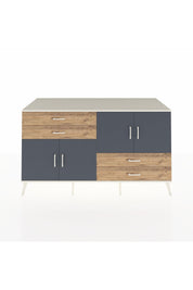 Kronos Konsol 3 Raflı 4 Çekmeceli 4 Kapaklı 176x59x99 Aytaşı-Antrasit/Çam