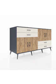Kronos Konsol 3 Raflı 4 Çekmeceli 4 Kapaklı 176x59x99 Antrasit-Çam/Aytaşı