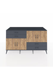 Kronos Konsol 3 Raflı 4 Çekmeceli 4 Kapaklı 176x59x99 Antrasit-Çam/Antrasit