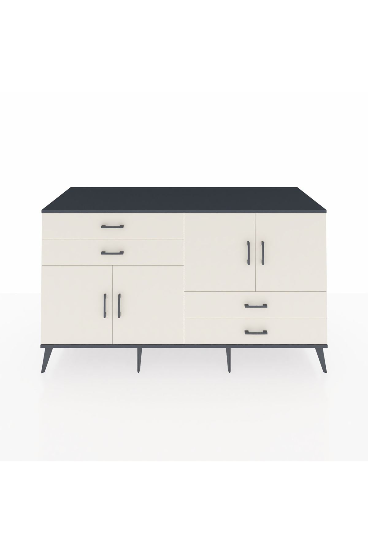 Kronos Konsol 3 Raflı 4 Çekmeceli 4 Kapaklı 176x59x99 Antrasit-Aytaşı