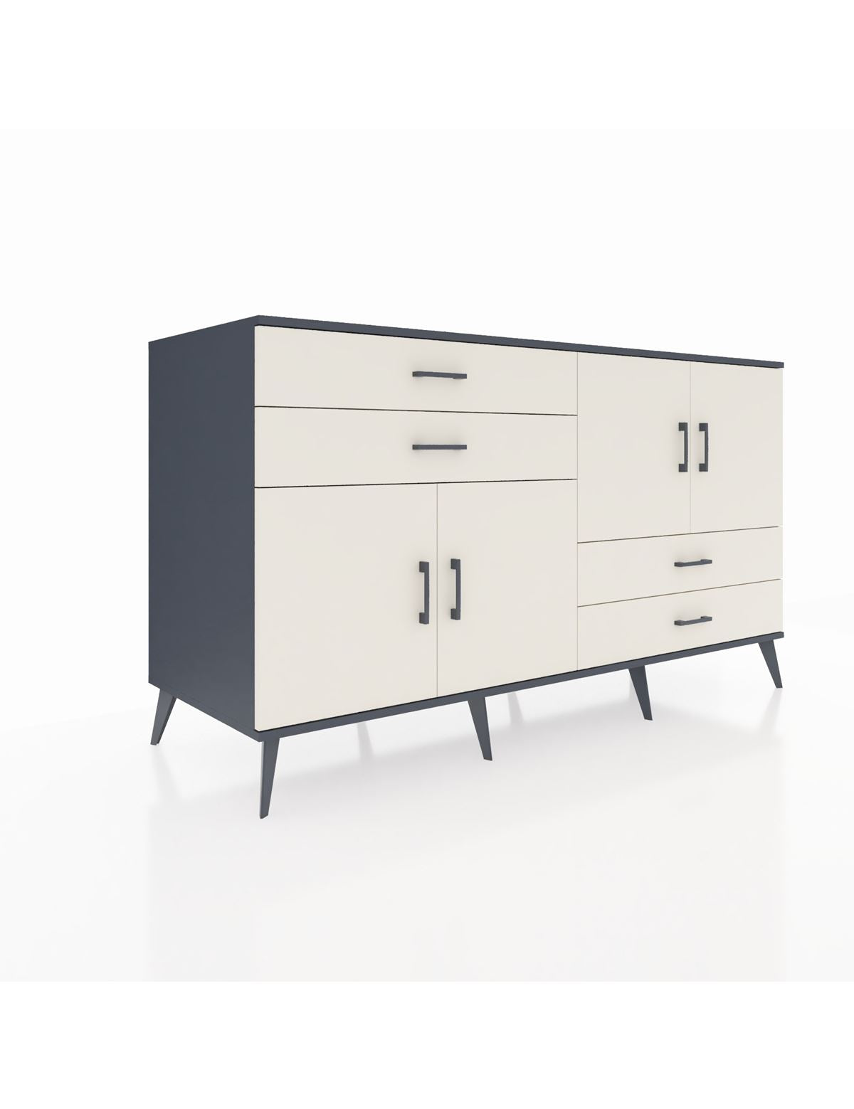 Kronos Konsol 3 Raflı 4 Çekmeceli 4 Kapaklı 176x59x99 Antrasit-Aytaşı