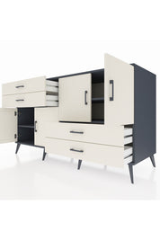 Kronos Konsol 3 Raflı 4 Çekmeceli 4 Kapaklı 176x59x99 Antrasit-Aytaşı