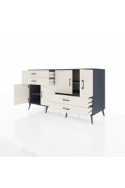 Kronos Konsol 3 Raflı 4 Çekmeceli 4 Kapaklı 176x59x99 Antrasit-Aytaşı