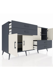 Kronos Konsol 3 Raflı 4 Çekmeceli 4 Kapaklı 176x59x99 Antrasit-Aytaşı/Antrasit