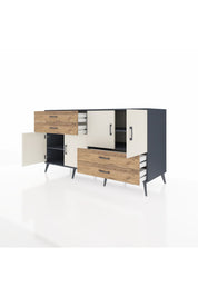 Kronos Konsol 3 Raflı 4 Çekmeceli 4 Kapaklı 176x59x99 Antrasit-Aytaşı/Çam