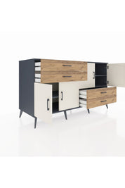 Kronos Konsol 3 Raflı 4 Çekmeceli 4 Kapaklı 176x59x99 Antrasit-Aytaşı/Çam