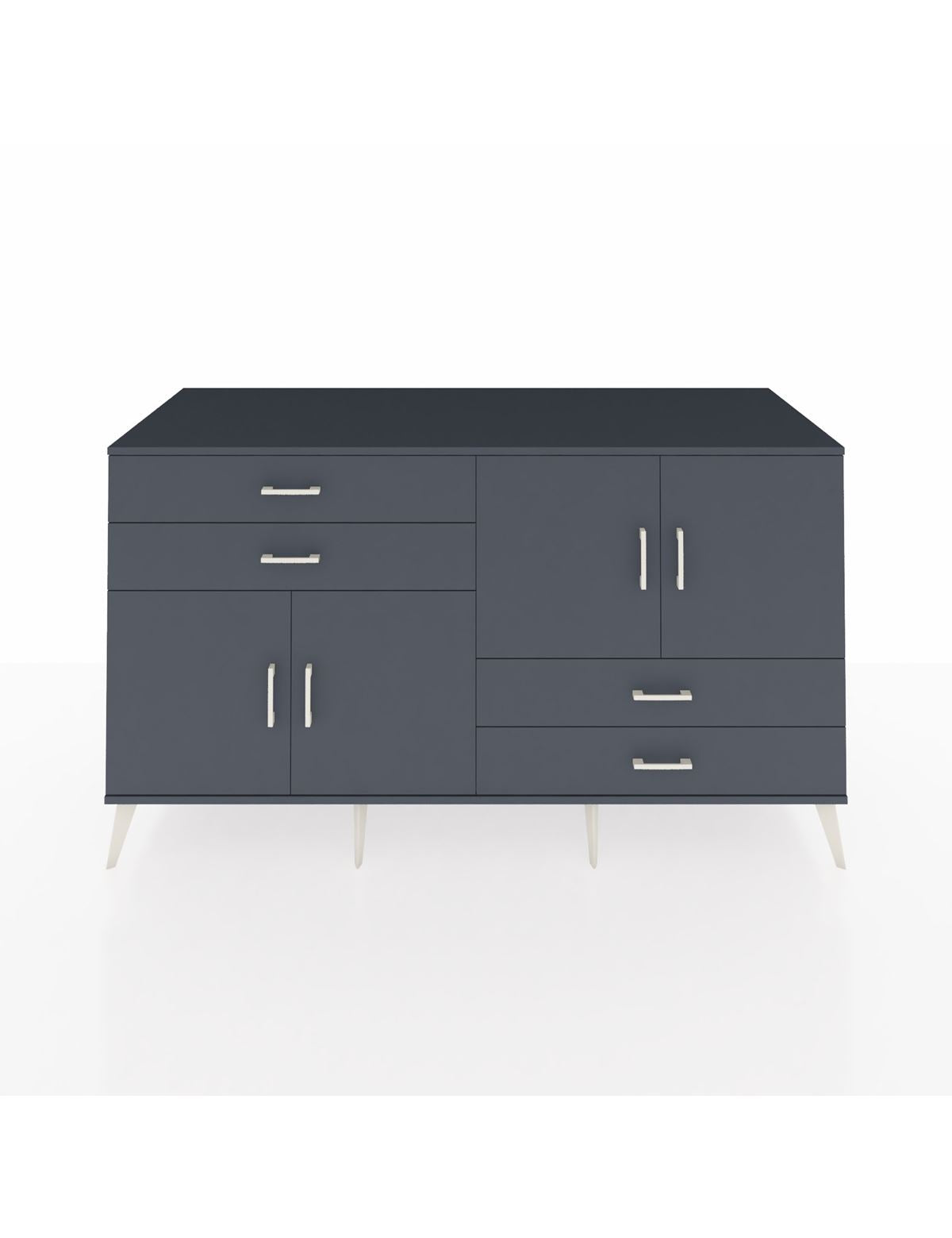 Kronos Konsol 3 Raflı 4 Çekmeceli 4 Kapaklı 176x59x99 Antrasit-Antrasit