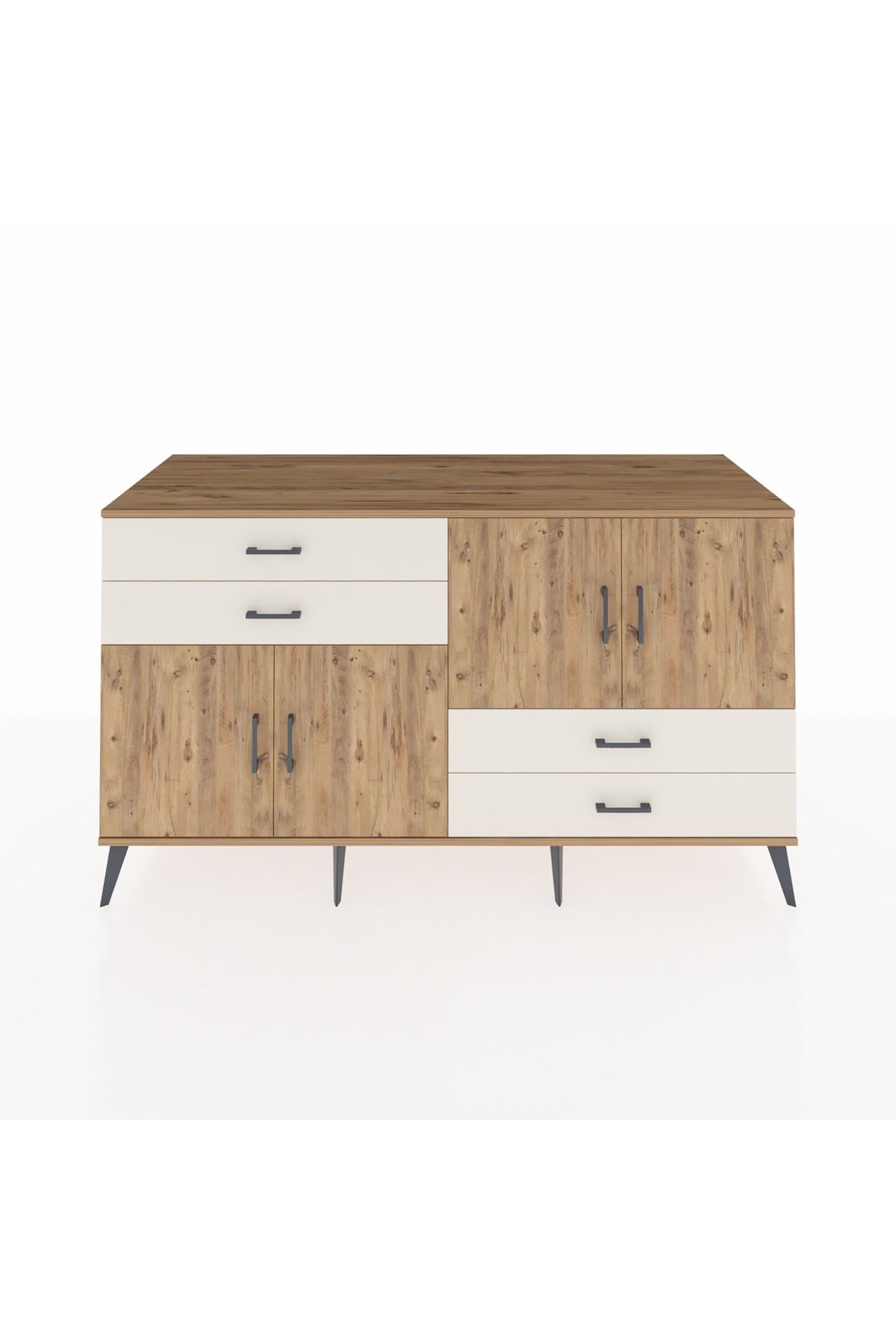 Kronos Konsol 3 Raflı 4 Çekmeceli 4 Kapaklı 176x59x99 Çam-Çam/Aytaşı