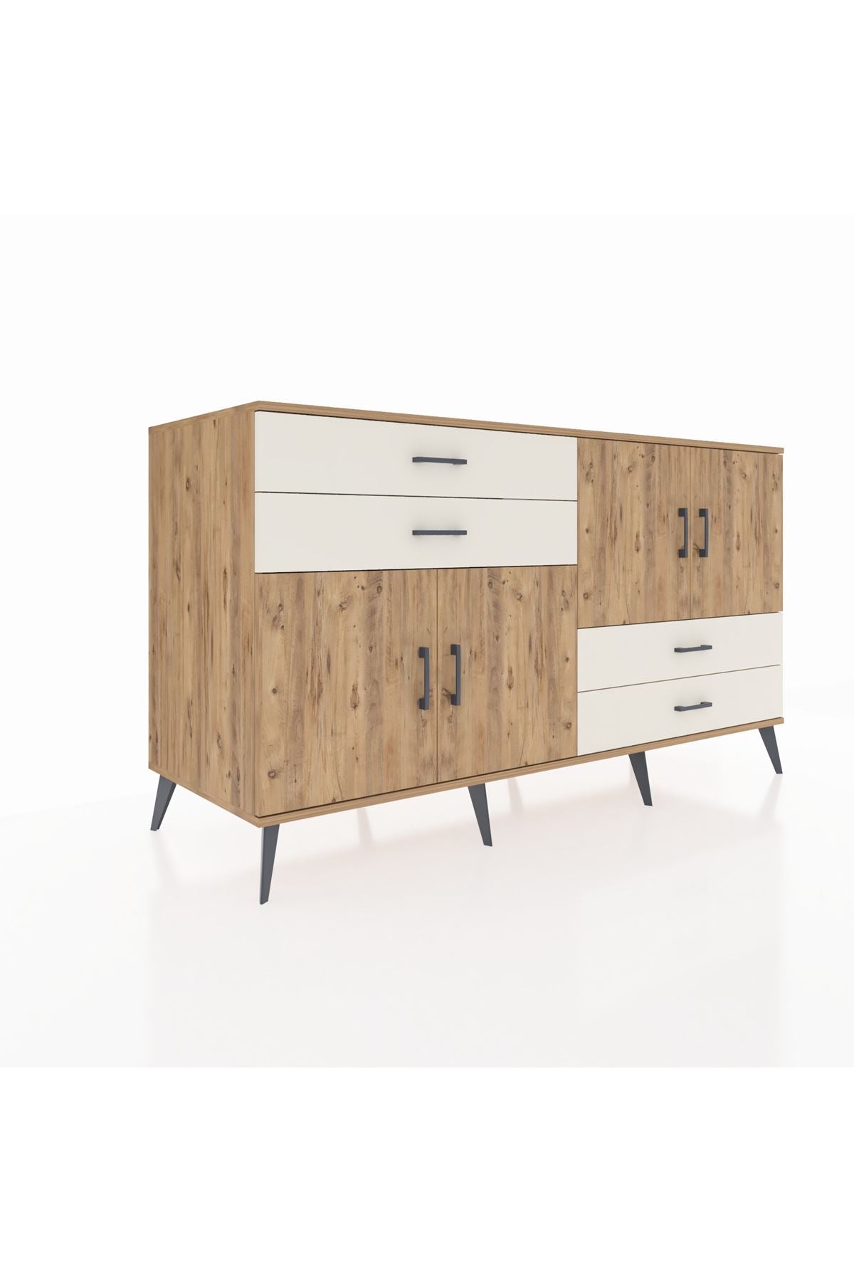 Kronos Konsol 3 Raflı 4 Çekmeceli 4 Kapaklı 176x59x99 Çam-Çam/Aytaşı