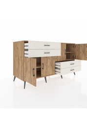 Kronos Konsol 3 Raflı 4 Çekmeceli 4 Kapaklı 176x59x99 Çam-Çam/Aytaşı