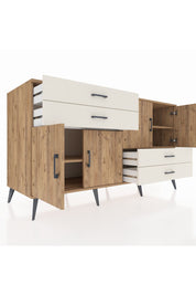 Kronos Konsol 3 Raflı 4 Çekmeceli 4 Kapaklı 176x59x99 Çam-Çam/Aytaşı