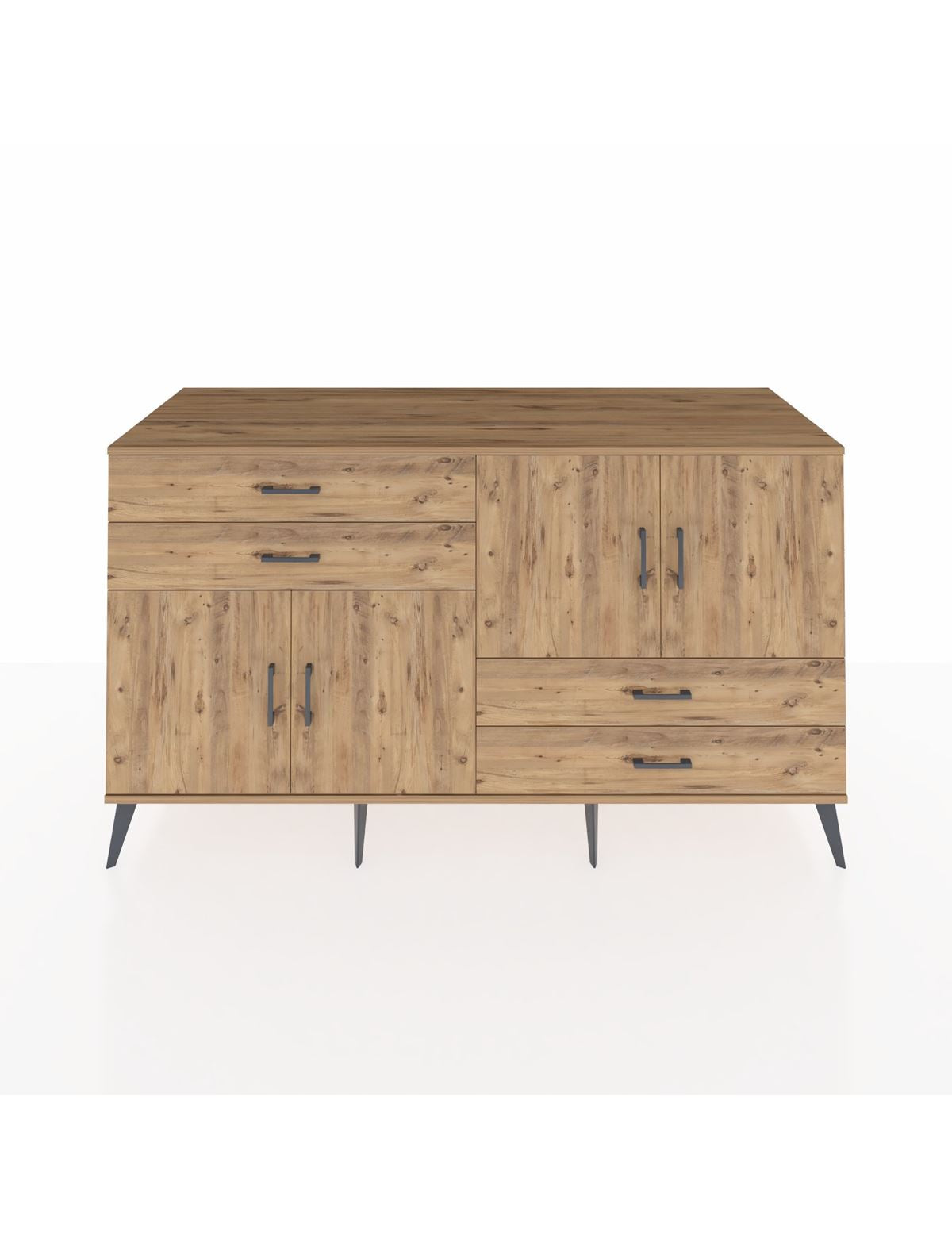 Kronos Konsol 3 Raflı 4 Çekmeceli 4 Kapaklı 176x59x99 Çam-Çam