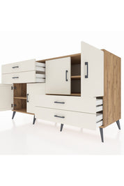 Kronos Konsol 3 Raflı 4 Çekmeceli 4 Kapaklı 176x59x99 Çam-Aytaşı