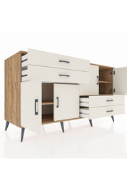 Kronos Konsol 3 Raflı 4 Çekmeceli 4 Kapaklı 176x59x99 Çam-Aytaşı