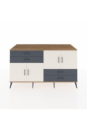 Kronos Konsol 3 Raflı 4 Çekmeceli 4 Kapaklı 176x59x99 Çam-Aytaşı/Antrasit