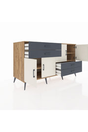 Kronos Konsol 3 Raflı 4 Çekmeceli 4 Kapaklı 176x59x99 Çam-Aytaşı/Antrasit