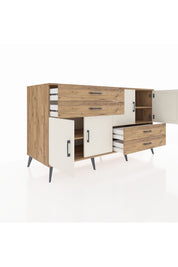 Kronos Konsol 3 Raflı 4 Çekmeceli 4 Kapaklı 176x59x99 Çam-Aytaşı/Çam