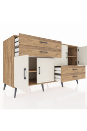Kronos Konsol 3 Raflı 4 Çekmeceli 4 Kapaklı 176x59x99 Çam-Aytaşı/Çam