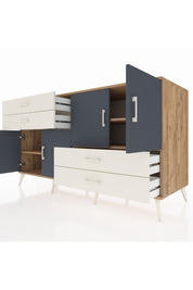 Kronos Konsol 3 Raflı 4 Çekmeceli 4 Kapaklı 176x59x99 Çam-Antrasit/Aytaşı