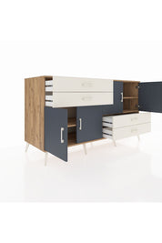 Kronos Konsol 3 Raflı 4 Çekmeceli 4 Kapaklı 176x59x99 Çam-Antrasit/Aytaşı