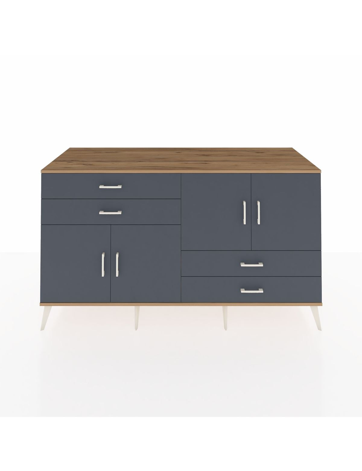 Kronos Konsol 3 Raflı 4 Çekmeceli 4 Kapaklı 176x59x99 Çam-Antrasit