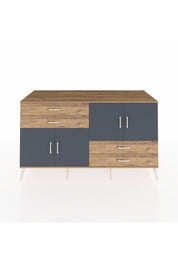 Kronos Konsol 3 Raflı 4 Çekmeceli 4 Kapaklı 176x59x99 Çam-Antrasit/Çam