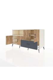 Kronos Konsol 4 Raflı Tek Çekmeceli 4 Kapaklı 176x59x99 Aytaşı-Çam/Antrasit