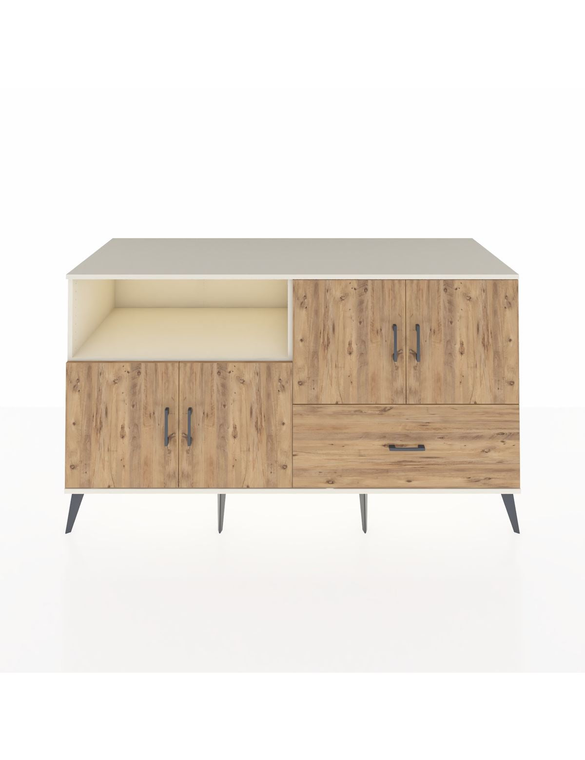 Kronos Konsol 4 Raflı Tek Çekmeceli 4 Kapaklı 176x59x99 Aytaşı-Çam