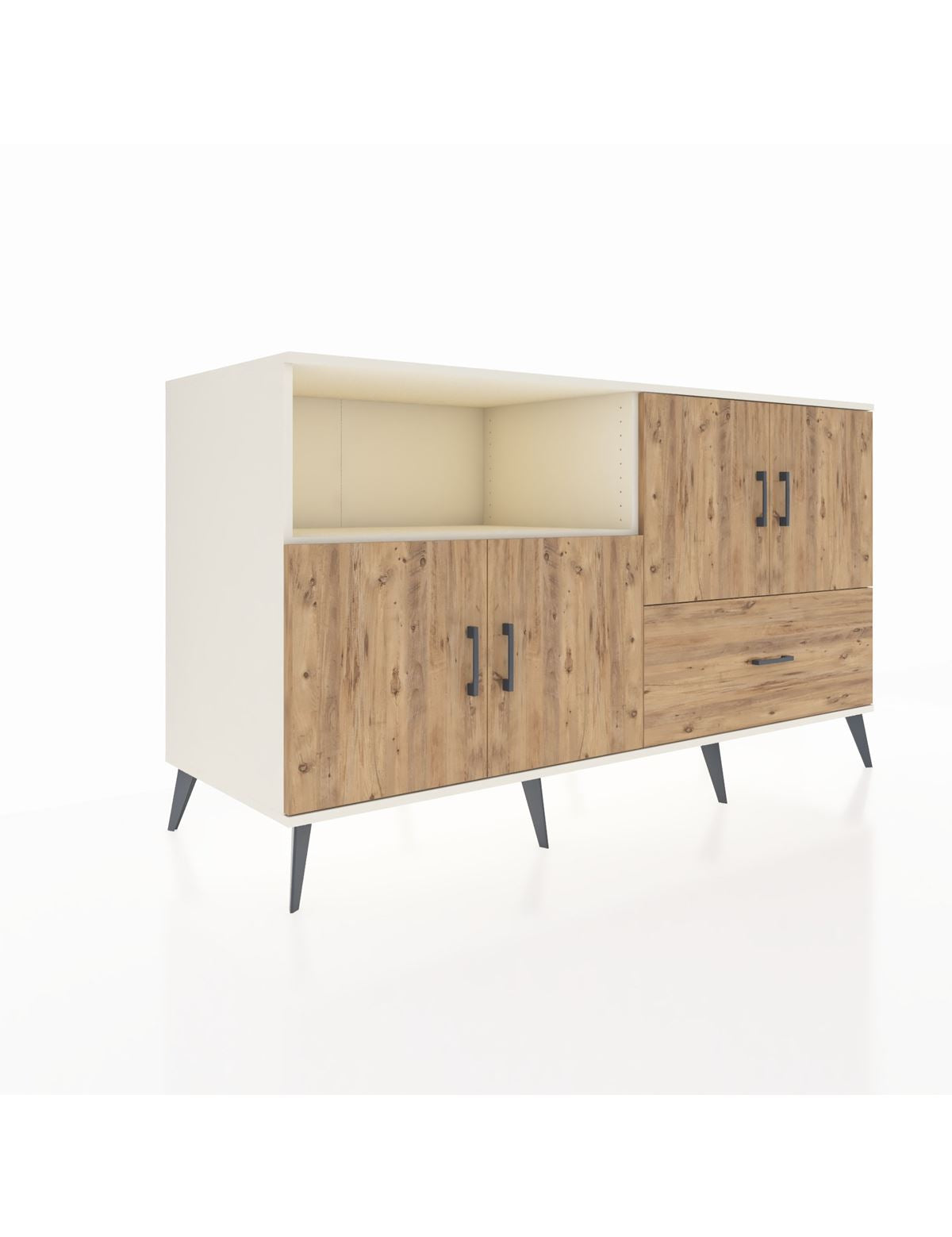 Kronos Konsol 4 Raflı Tek Çekmeceli 4 Kapaklı 176x59x99 Aytaşı-Çam