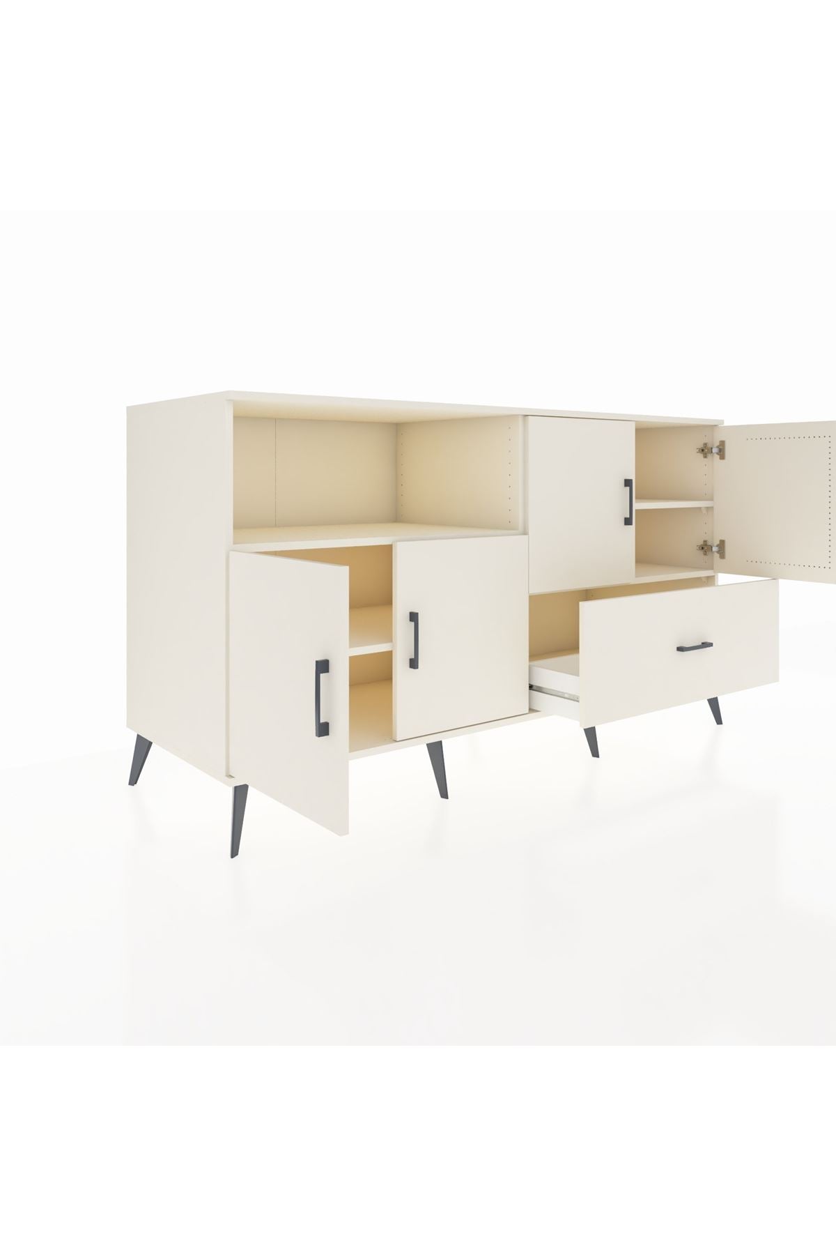 Kronos Konsol 4 Raflı Tek Çekmeceli 4 Kapaklı 176x59x99 Aytaşı-Aytaşı