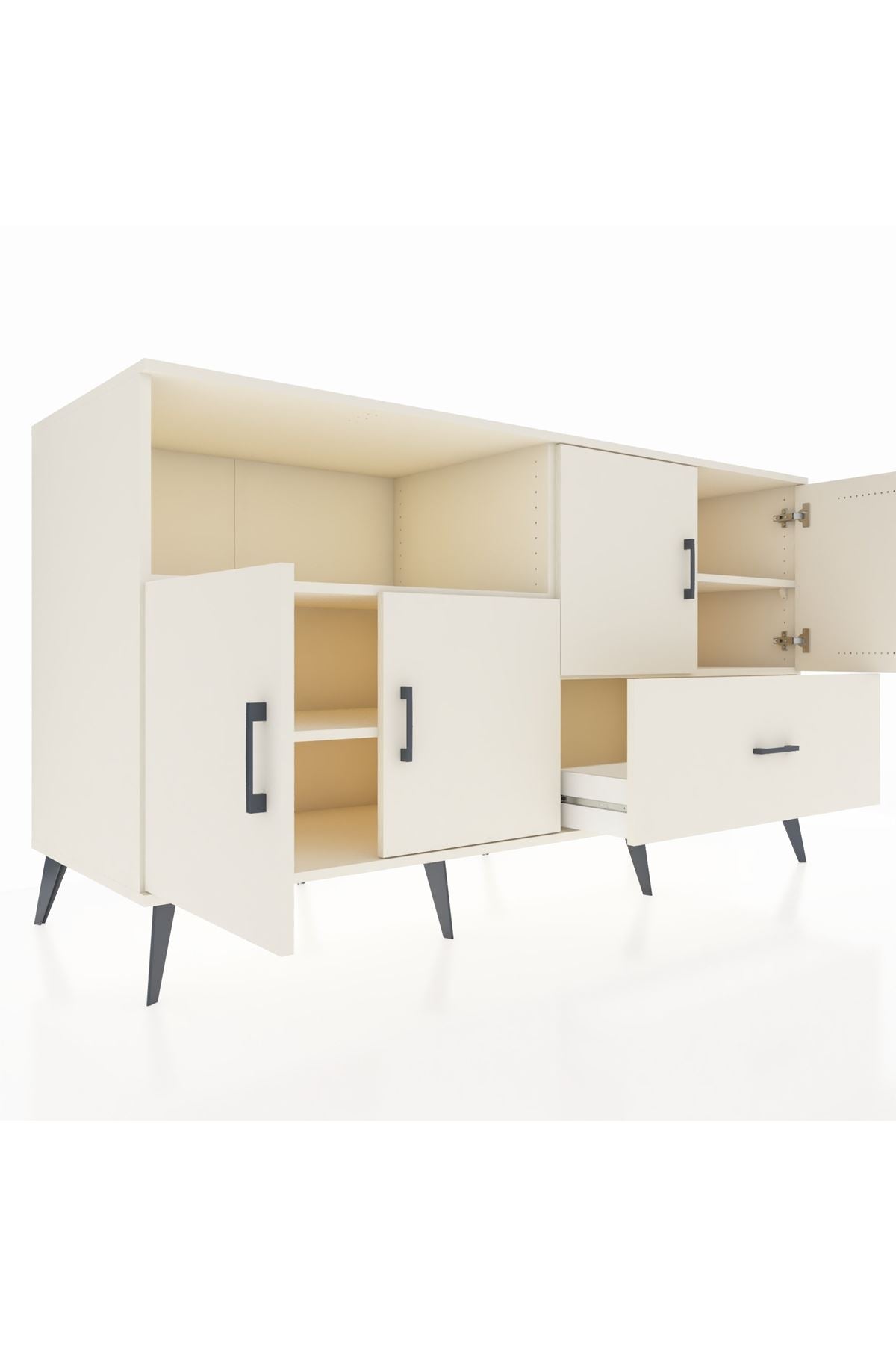 Kronos Konsol 4 Raflı Tek Çekmeceli 4 Kapaklı 176x59x99 Aytaşı-Aytaşı