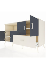 Kronos Konsol 4 Raflı Tek Çekmeceli 4 Kapaklı 176x59x99 Aytaşı-Antrasit/Aytaşı