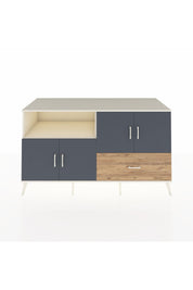 Kronos Konsol 4 Raflı Tek Çekmeceli 4 Kapaklı 176x59x99 Aytaşı-Antrasit/Çam