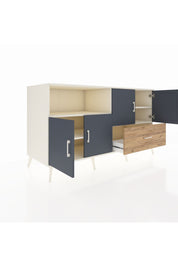 Kronos Konsol 4 Raflı Tek Çekmeceli 4 Kapaklı 176x59x99 Aytaşı-Antrasit/Çam