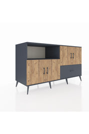 Kronos Konsol 4 Raflı Tek Çekmeceli 4 Kapaklı 176x59x99 Antrasit-Çam/Antrasit