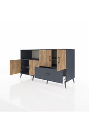 Kronos Konsol 4 Raflı Tek Çekmeceli 4 Kapaklı 176x59x99 Antrasit-Çam/Antrasit