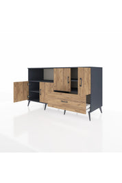 Kronos Konsol 4 Raflı Tek Çekmeceli 4 Kapaklı 176x59x99 Antrasit-Çam