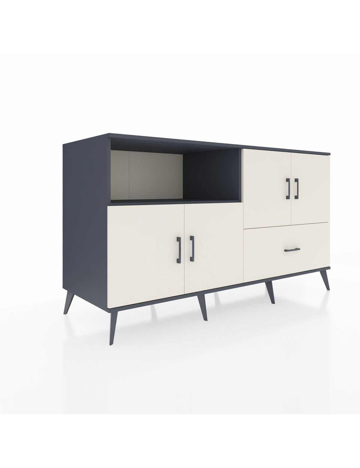 Kronos Konsol 4 Raflı Tek Çekmeceli 4 Kapaklı 176x59x99 Antrasit-Aytaşı