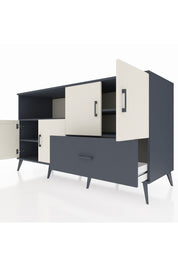 Kronos Konsol 4 Raflı Tek Çekmeceli 4 Kapaklı 176x59x99 Antrasit-Aytaşı/Antrasit