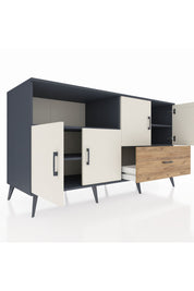 Kronos Konsol 4 Raflı Tek Çekmeceli 4 Kapaklı 176x59x99 Antrasit-Aytaşı/Çam