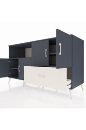 Kronos Konsol 4 Raflı Tek Çekmeceli 4 Kapaklı 176x59x99 Antrasit-Antrasit/Aytaşı