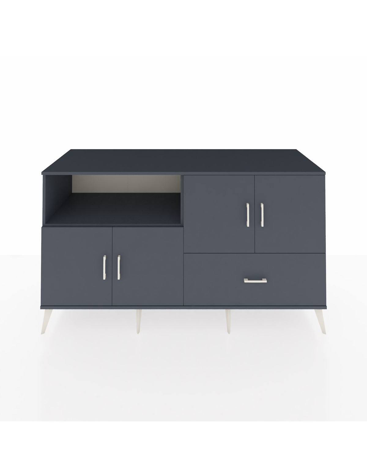 Kronos Konsol 4 Raflı Tek Çekmeceli 4 Kapaklı 176x59x99 Antrasit-Antrasit