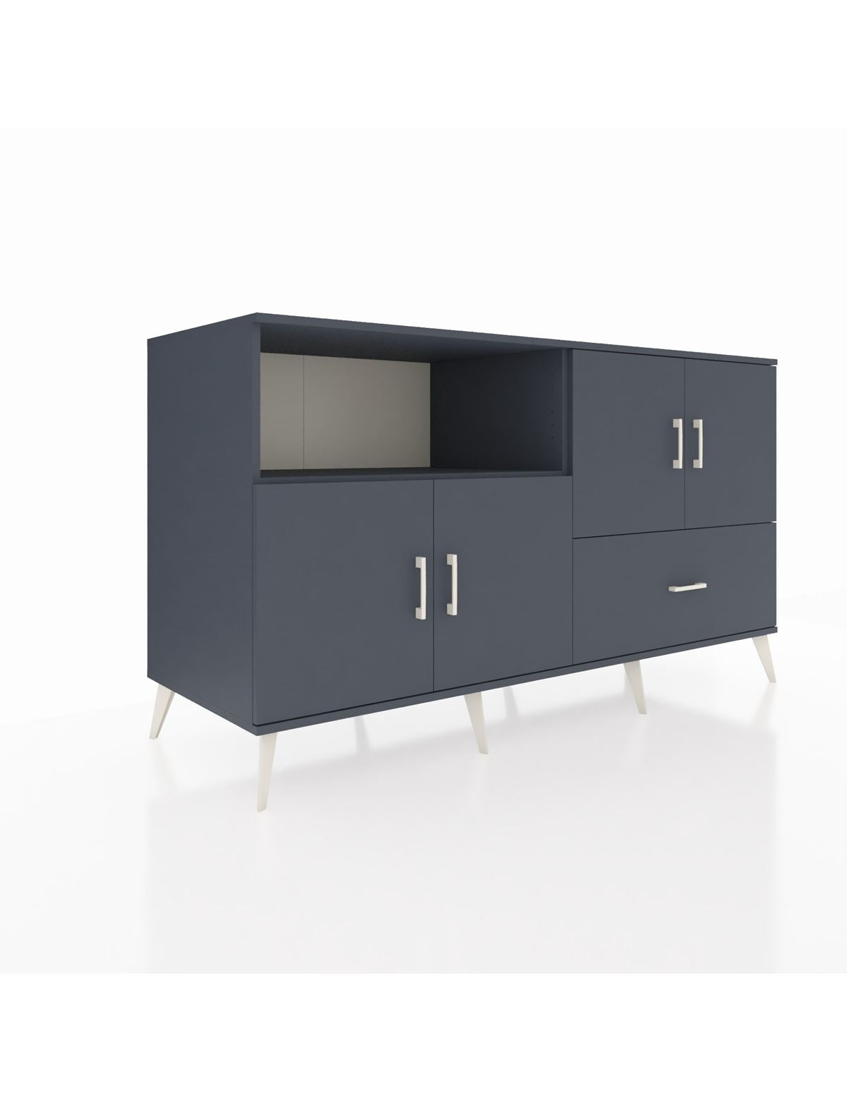 Kronos Konsol 4 Raflı Tek Çekmeceli 4 Kapaklı 176x59x99 Antrasit-Antrasit