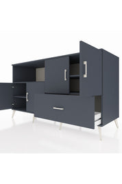 Kronos Konsol 4 Raflı Tek Çekmeceli 4 Kapaklı 176x59x99 Antrasit-Antrasit