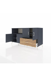 Kronos Konsol 4 Raflı Tek Çekmeceli 4 Kapaklı 176x59x99 Antrasit-Antrasit/Çam