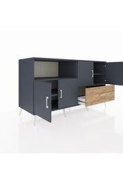 Kronos Konsol 4 Raflı Tek Çekmeceli 4 Kapaklı 176x59x99 Antrasit-Antrasit/Çam