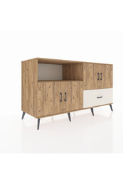 Kronos Konsol 4 Raflı Tek Çekmeceli 4 Kapaklı 176x59x99 Çam-Çam/Aytaşı