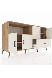 Kronos Konsol 4 Raflı Tek Çekmeceli 4 Kapaklı 176x59x99 Çam-Aytaşı